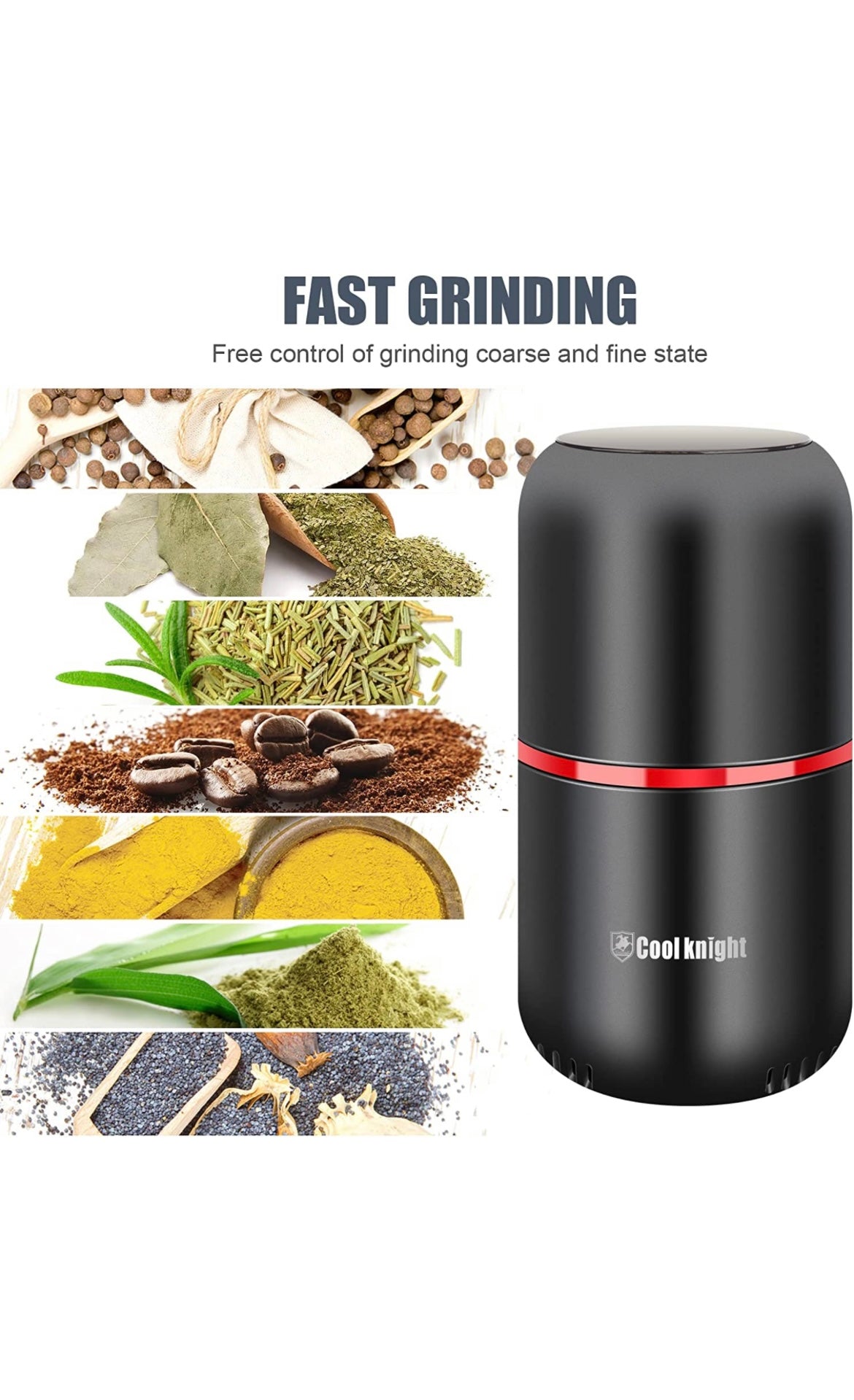 DM Coffee Grinder Electric Grinder Spice and Herb Grinder, Blade & Cup Made  with