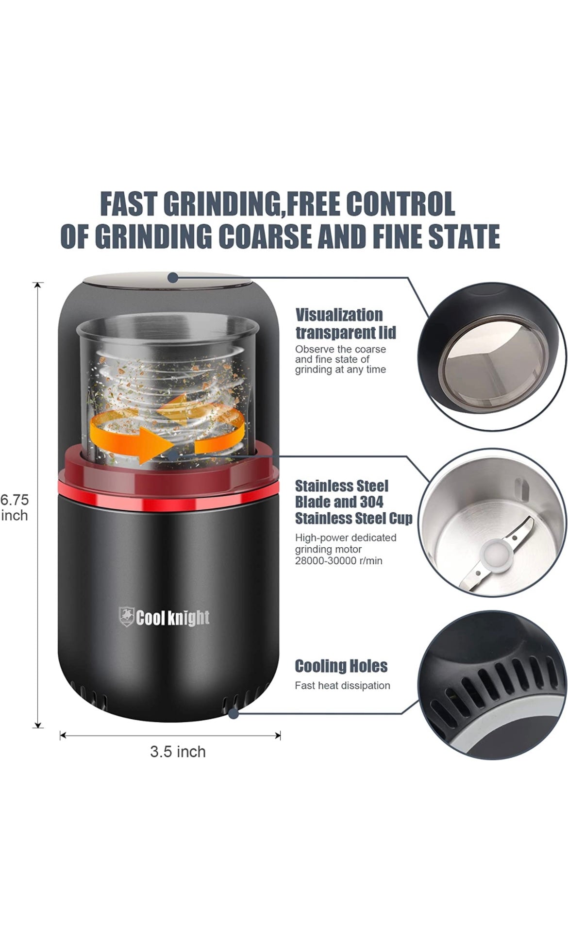 COOL KNIGHT Herb Grinder [large capacity/fast /Electric ]-Spice